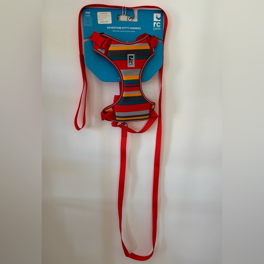 BRAND NEW RC Pets Adventure Kitty Harness - Red and Multicolor | L